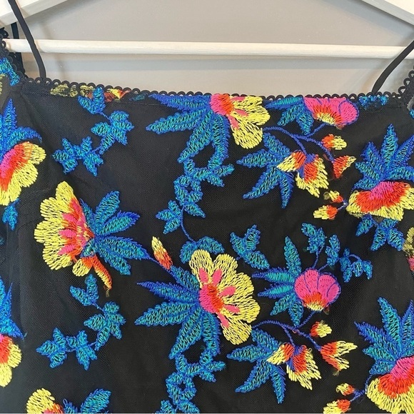 Topshop Off-The-Shoulder Floral Embroidered Bodycon Mini Dress - Picture 5 of 15